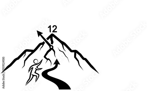 Person running towards a mountain peak, symbolizing achievement and journey