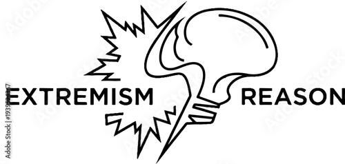 Abstract light bulb with radiating lines and text