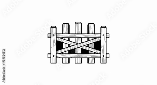 A rustic wooden gate with crossed planks and vertical posts