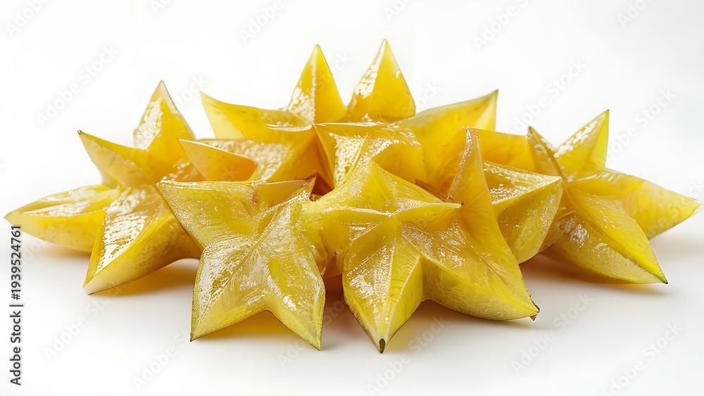 Fototapeta premium Freshly sliced starfruit arranged in a star pattern
