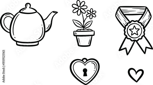 Charming hand-drawn icons for crafting and design projects