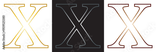 Vector Alphabet Letters Styles. Collection of stylized vector alphabet letters Z, Y, X, and W in different colors and outline styles, suitable for typography, logos, and design projects.EPS10/AI.