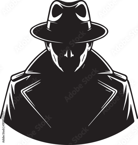 Minimalist Detective Icon Representing Investigation and Mystery