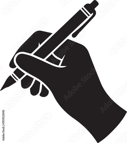 Minimalist Hand Holding Pen Icon Representing Signature and Writing