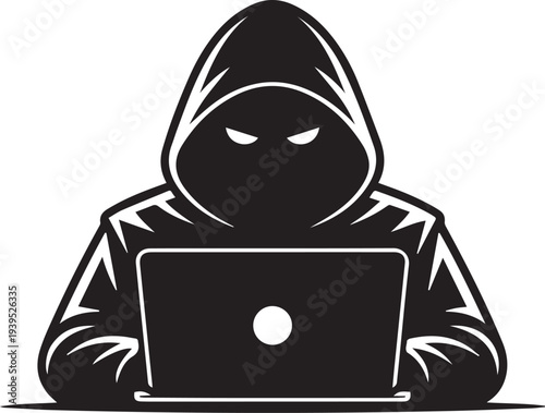 Anonymous Hacker Silhouette Vector Icon for Cyber Security Concept