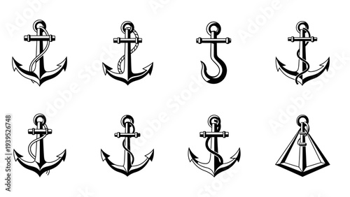 Collection of Various Anchor Illustrations.