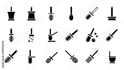 Collection of Various Black Makeup Brushes.