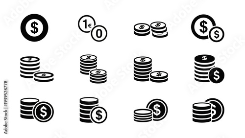 Dollar Coins and Stacks of Currency.