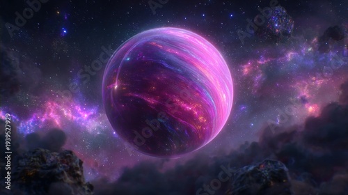 Cosmic planet in space with nebulae stars and astounding visuals