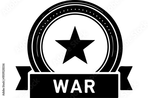 War Medal or Award Badge Icon with Star