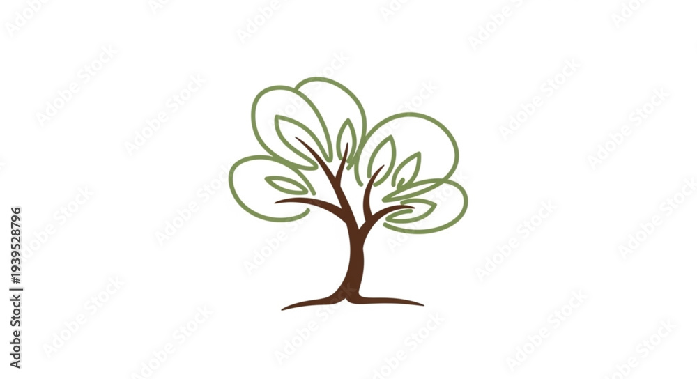Obraz premium Stylized Tree Illustration with Abstract Leaf Design.