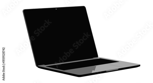 Modern Laptop Computer on White Background, Digital Technology Device