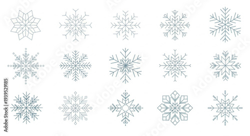 Collection of Various Snowflake Designs and Patterns.