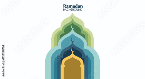 Ramadan Kareem Night Illustration with Mosque, Lanterns, Crescent Moon and Iftar Dates