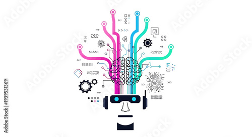 Creative Human Head with Colorful Ideas Emerging.