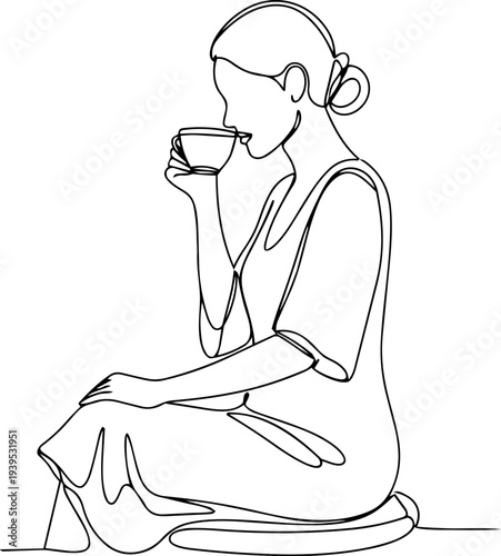 sketch of a senior woman line art 