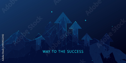 Abstract polygonal arrows pointing upwards symbolizing growth and success