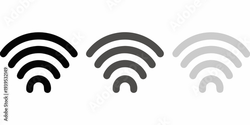 Three wifi signal strength icons showing varying levels of connectivity