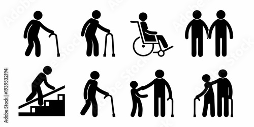 Diverse group of people depicted as simple black stick figures