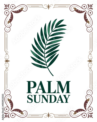 Palm Sunday Poster Christian Holy Week Palm Leaf Religious Celebration