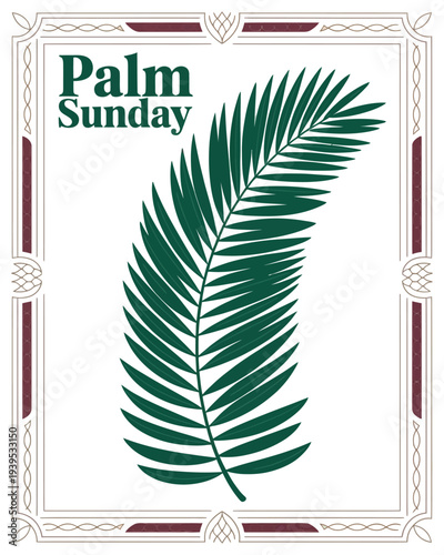 Palm Sunday Poster Christian Holy Week Palm Leaf Religious Celebration