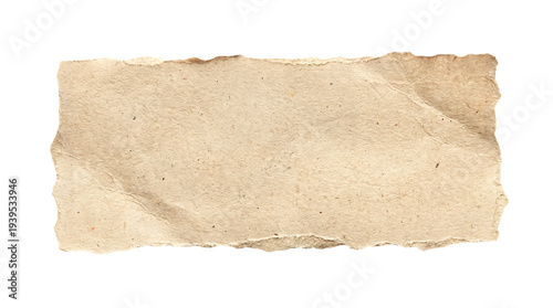 Photos Isolated aged torn parchment paper strip with rough edges, beige vintage texture
