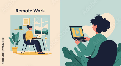 Remote Work and Digital Connectivity: People Collaborating and Learning Online with Laptops