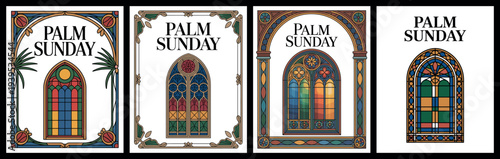 Palm Sunday with Stained Glass Window Illustrations