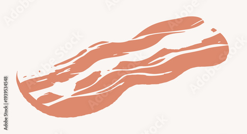 Stylized illustration of a strip of cooked bacon.