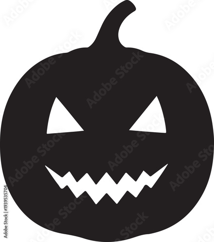 Halloween pumpkin with scary face and sharp teeth isolated on transparent background