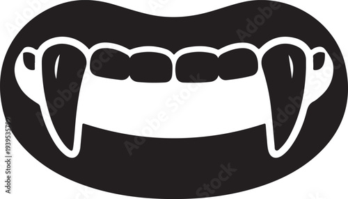 Simple illustration of human mouth and teeth on transparent background
