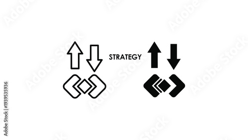 Up and down arrows indicating opposite directions