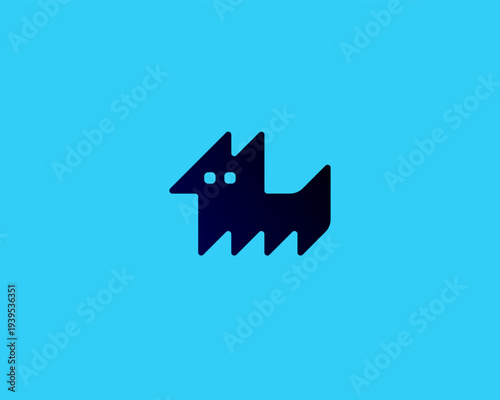 Minimal abstract dog or fox vector logo with geometric shape. Modern animal logotype ideal for pet brands, veterinary clinics, pet shops, animal care services.