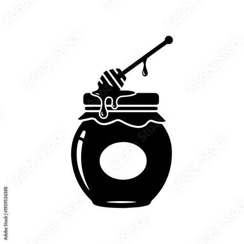Honey jar sweet natural food container symbol for organic honey Vector illustration