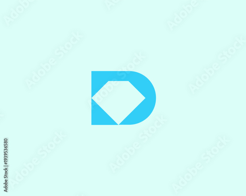 Minimalistic letter D logo with diamond inside. Elegant emblem for jewelry brand, luxury business identity and premium corporate branding. Vector monogram.