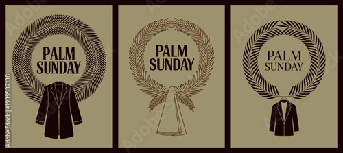 Palm Sunday Celebration with Cloak and Palm Leaf Illustrations