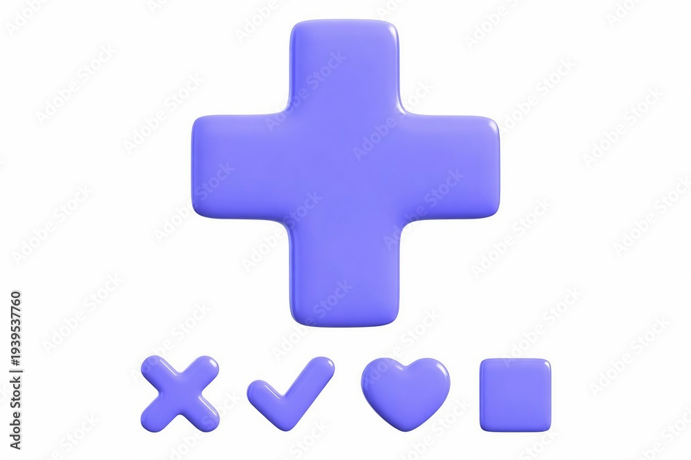 Obraz premium Medical cross symbol with checkmark, heart and icons, healthcare concept