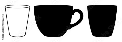 Silhouette of a classic ceramic coffee cup set on a neutral background, perfect for interior design mockups, lifestyle branding, and marketing visuals.