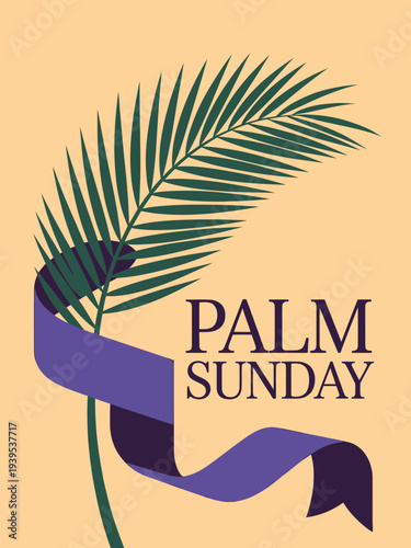 Palm Sunday Christian Celebration with Palm Branch Vector Illustration for Church Faith Worship and Holy Week