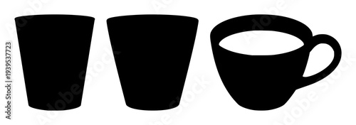 Silhouette of a classic ceramic coffee cup set on a neutral background, perfect for interior design mockups, lifestyle branding, and marketing visuals.