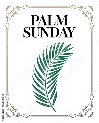 Palm Sunday Poster Christian Holy Week Palm Leaf Religious Celebration