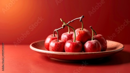 Red Fruit Shallow Plate Indoor Still Life Photography