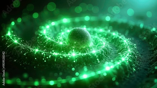 Fluorescent green neural spiral energy