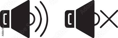 Volume Icon Vector – Sound and Mute Symbol .