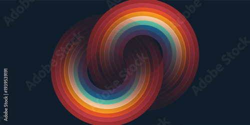 Abstract colorful 70s background vector. Vintage retro style wallpaper with lines, rainbow wavy stripes. 1970 color illustration design suitable for poster, banner, decorative, wall art.