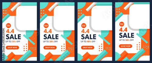 Vibrant Sale Advertisements with Geometric Patterns and Blank Space for Customization