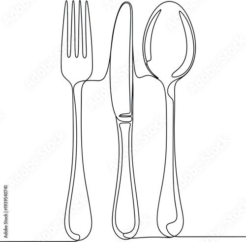 Cutlery Set Line Art Vector Illustration