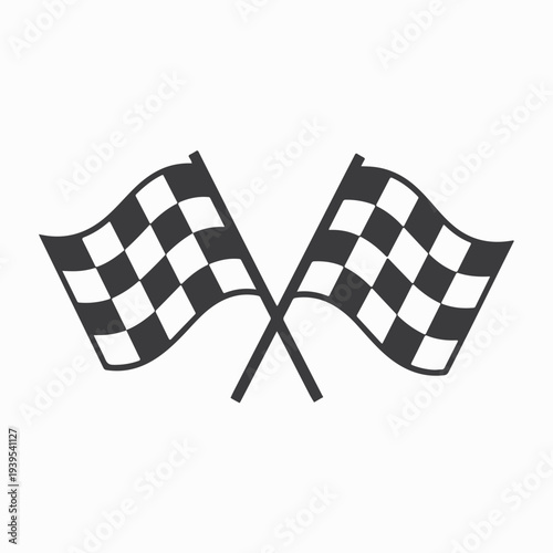 Crossed racing finish flags motorsport victory symbol checkered speed competition graphic