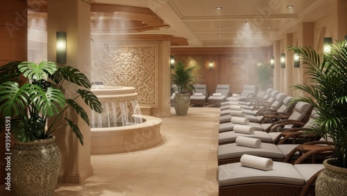 Relaxation spa lounge with chairs.