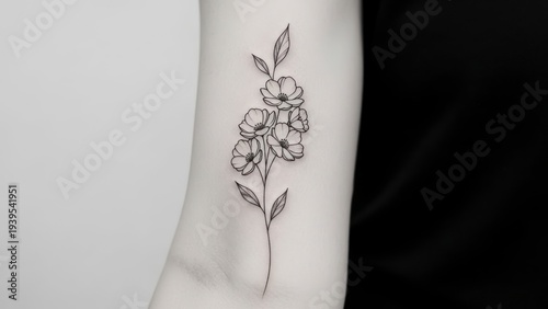 Tattooed arm with flower design.